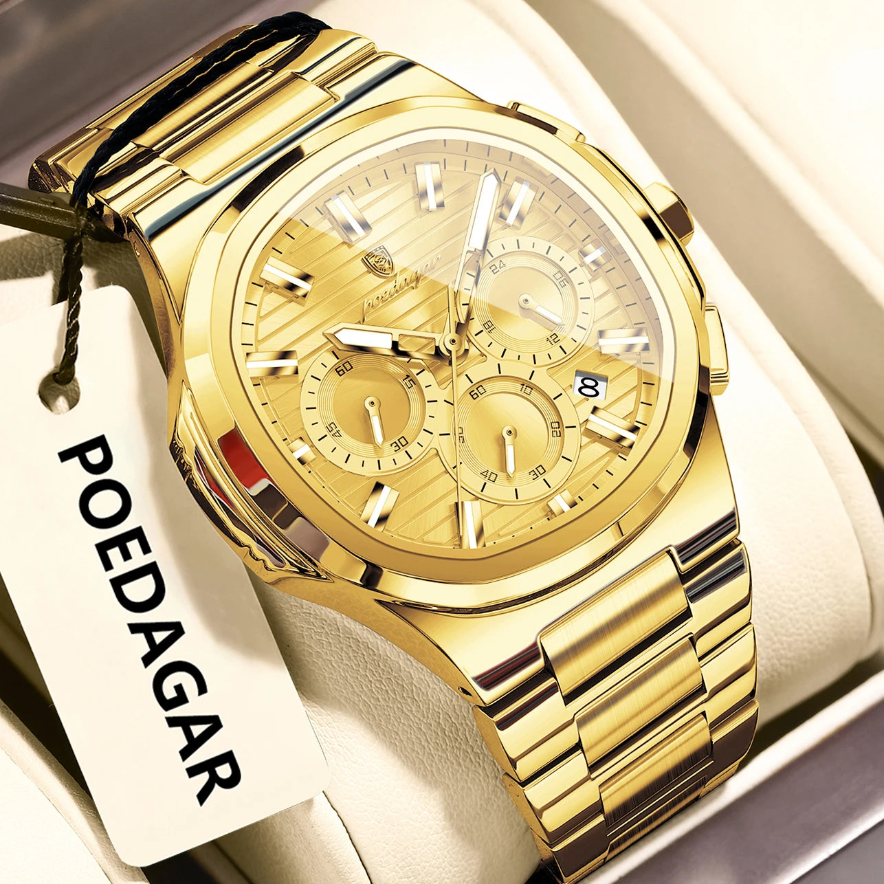 Relógio Masculino Cronógrafo Premium em Aço Inoxidável