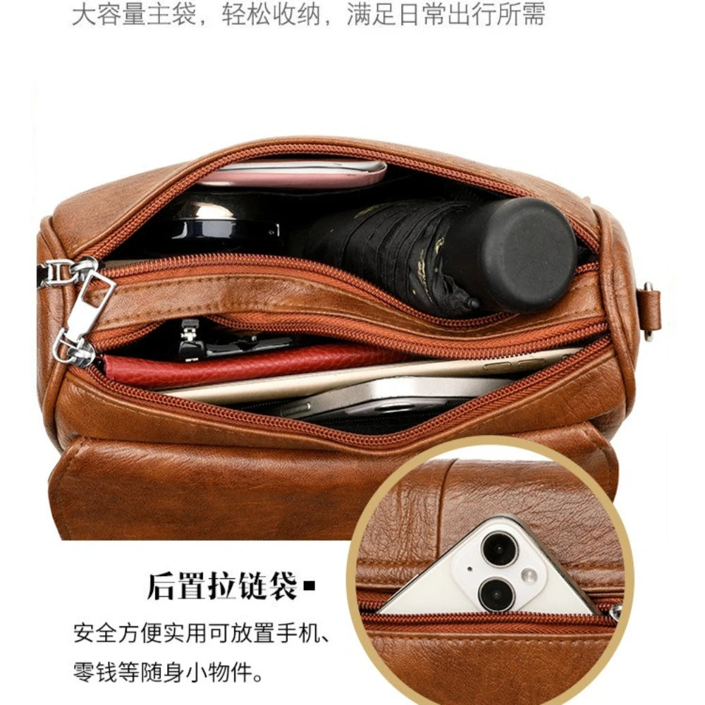 Bolsa Transversal Feminina Vintage em Couro Sintético