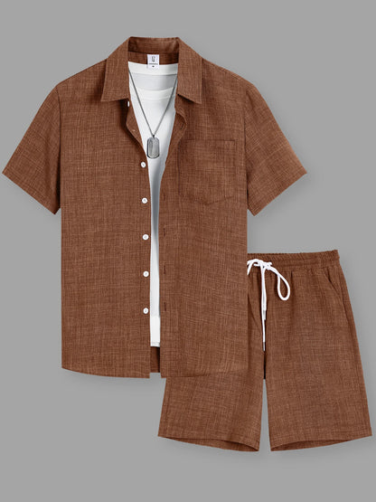 Conjunto Masculino Camisa e Bermuda Linho