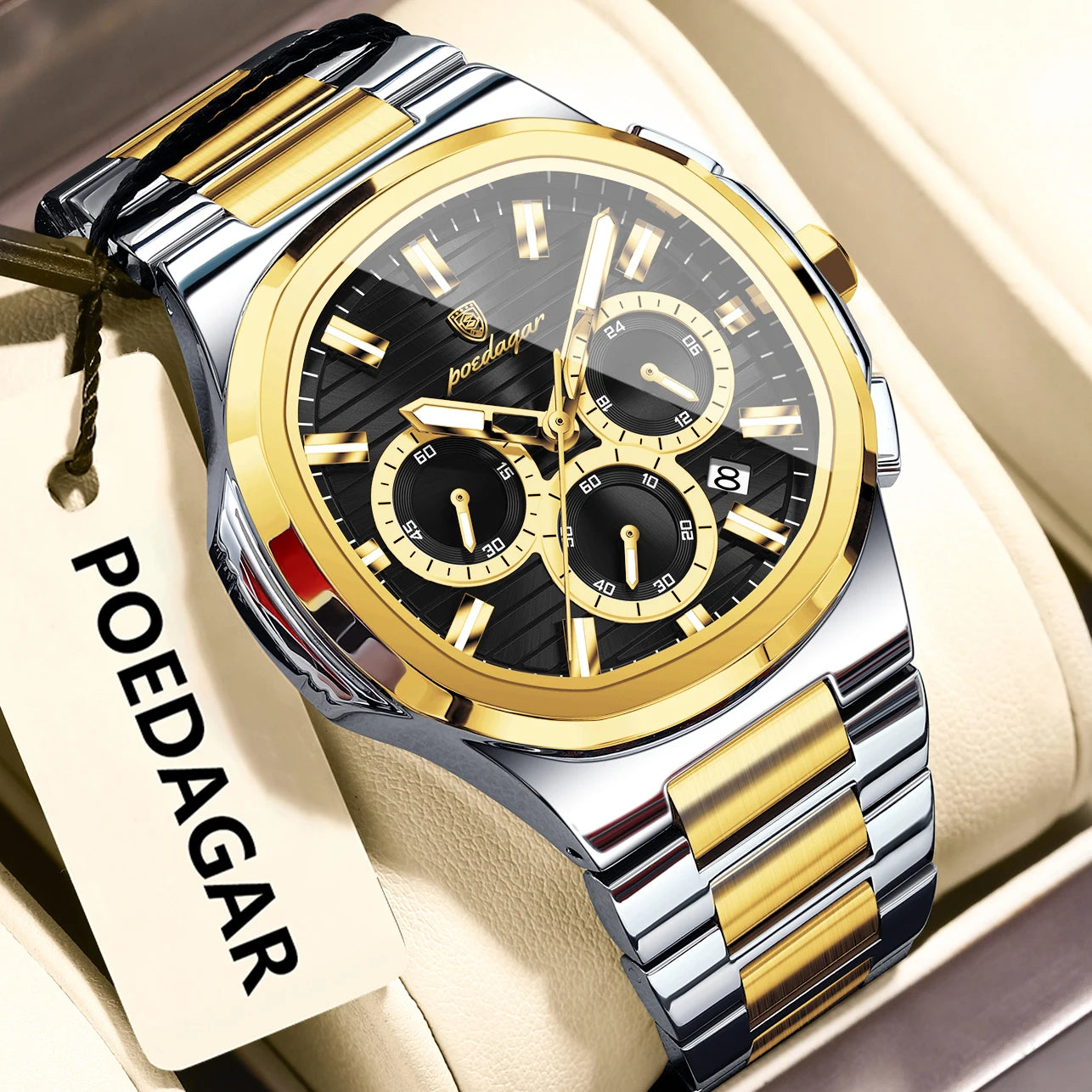 Relógio Masculino Cronógrafo Premium em Aço Inoxidável