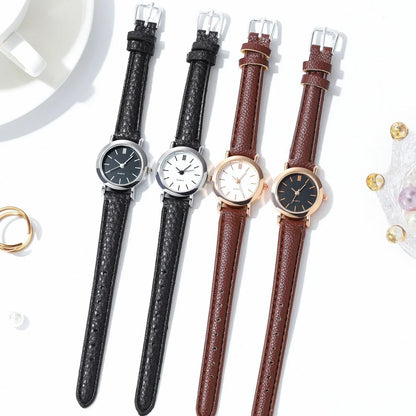 Relógio Feminino Casual de Quartzo com Mostrador Pequeno e Pulseira de Couro