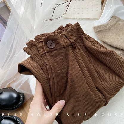 Calça Feminina de Veludo Cotelê Cintura Alta