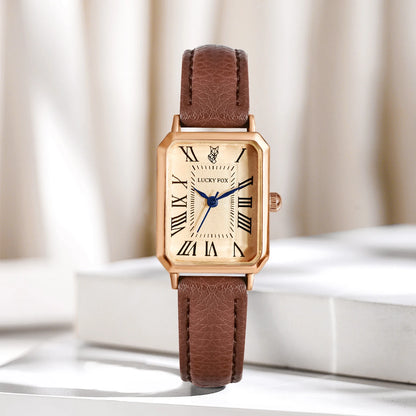 Relógio Feminino Vintage Quadrado em Couro