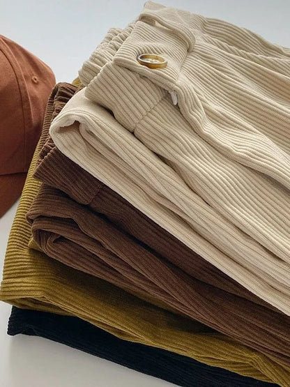 Calça Feminina de Veludo Cotelê Cintura Alta