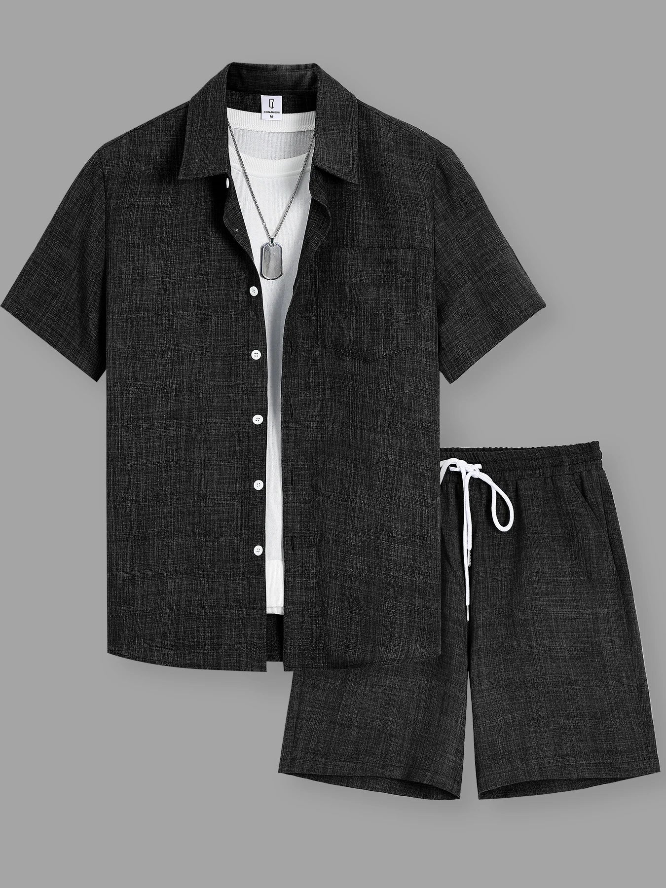 Conjunto Masculino Camisa e Bermuda Linho