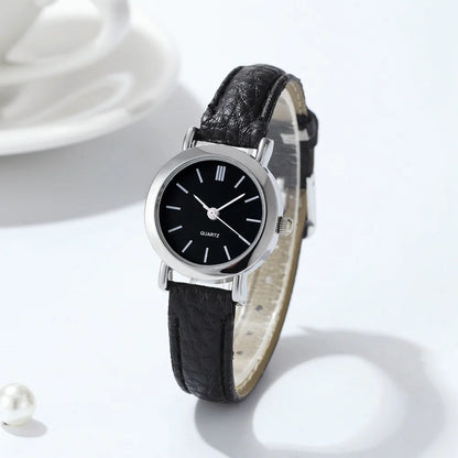 Relógio Feminino Casual de Quartzo com Mostrador Pequeno e Pulseira de Couro