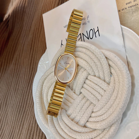 Relógio Feminino Dourado Estilo Vintage com Bracelete