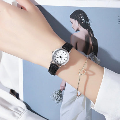 Relógio Feminino Casual de Quartzo com Mostrador Pequeno e Pulseira de Couro