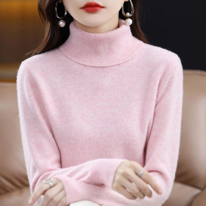 Suéter Feminino Gola Alta em Lã Merino