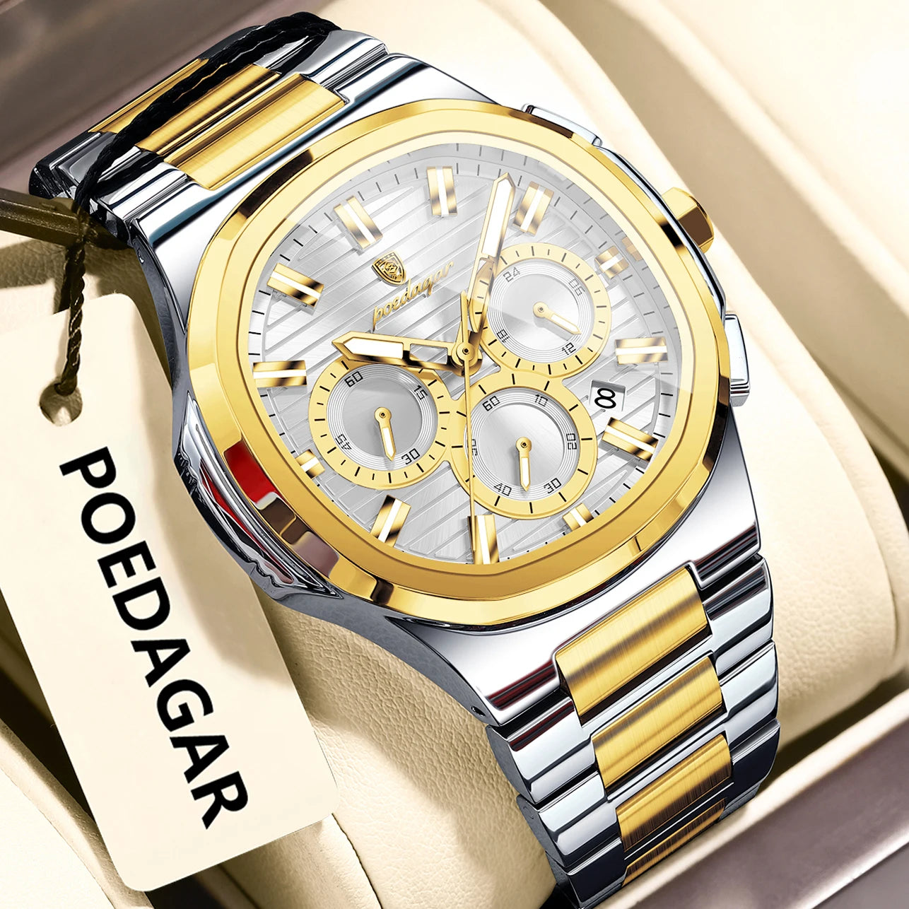 Relógio Masculino Cronógrafo Premium em Aço Inoxidável