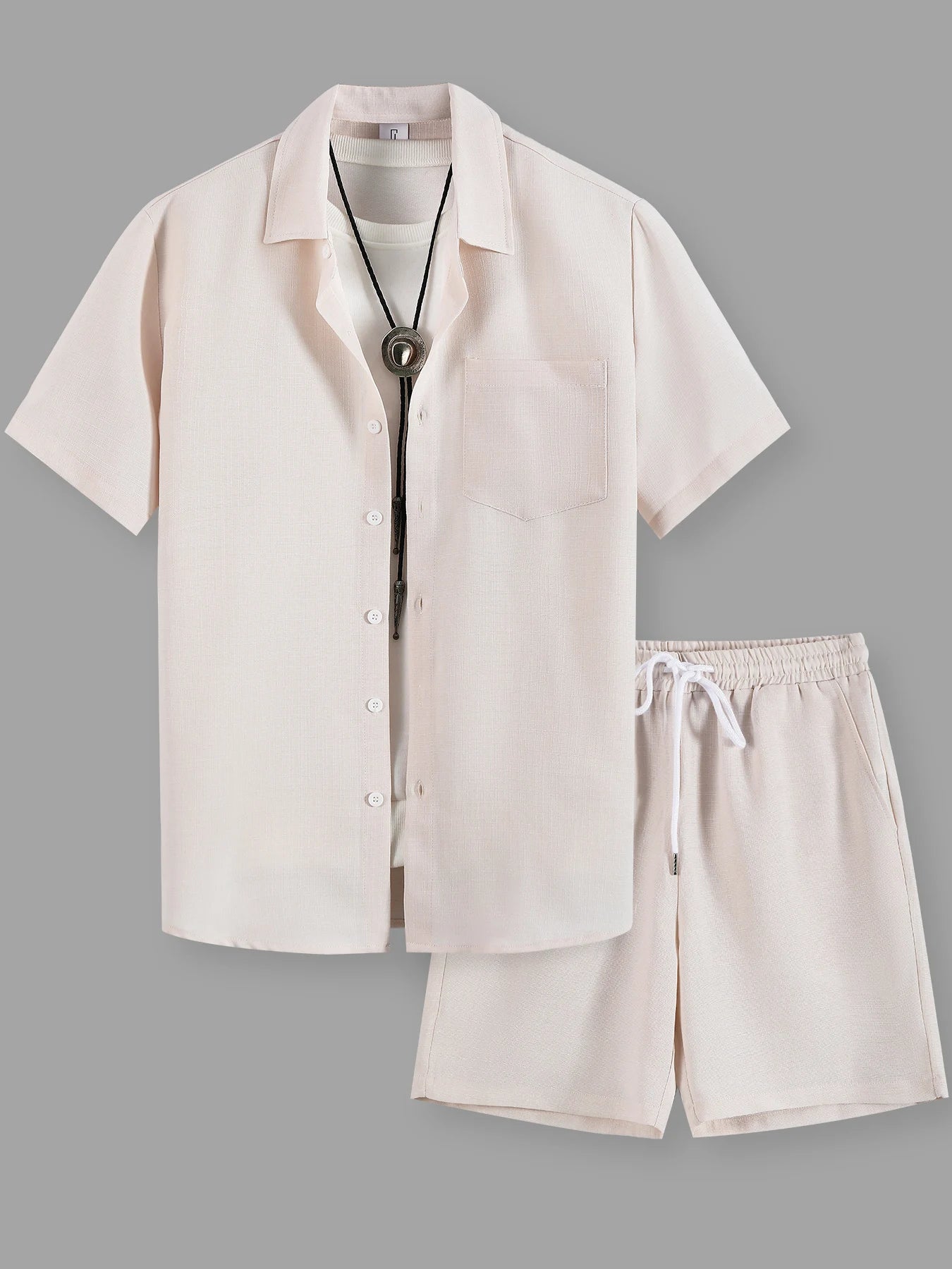 Conjunto Masculino Camisa e Bermuda Linho