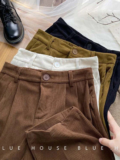 Calça Feminina de Veludo Cotelê Cintura Alta