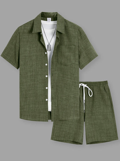 Conjunto Masculino Camisa e Bermuda Linho