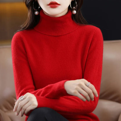Suéter Feminino Gola Alta em Lã Merino