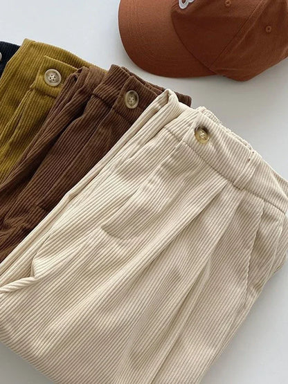 Calça Feminina de Veludo Cotelê Cintura Alta