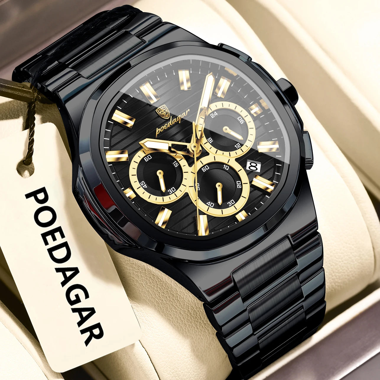 Relógio Masculino Cronógrafo Premium em Aço Inoxidável